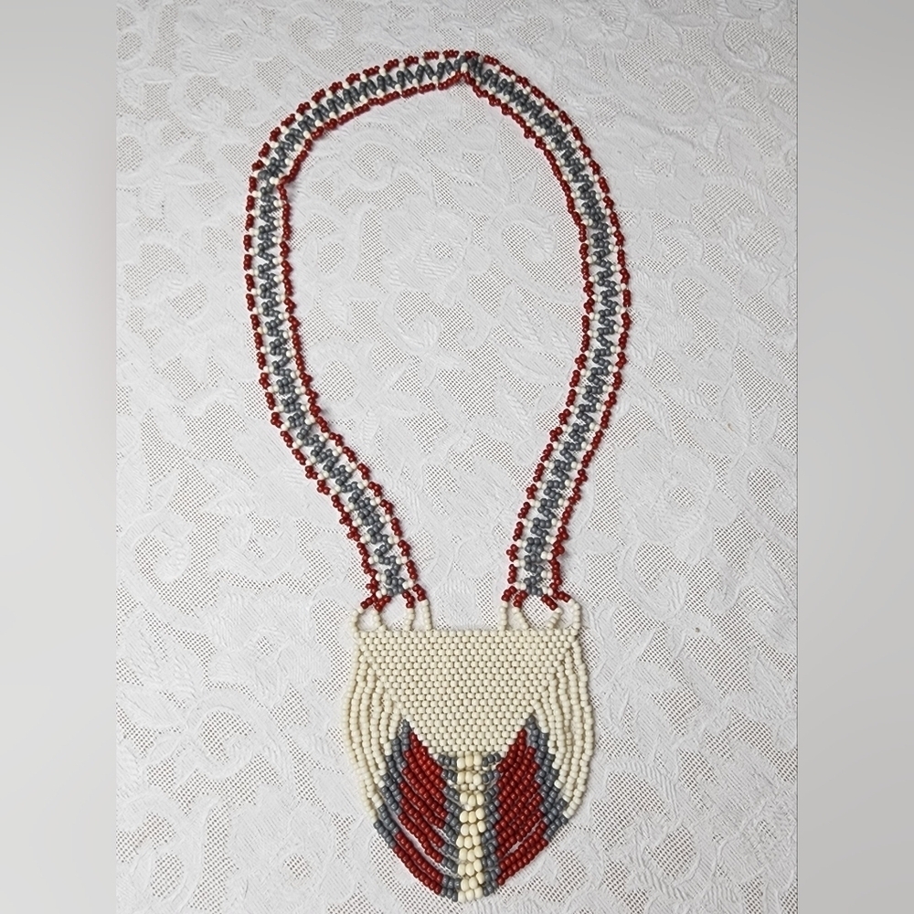Wooden Beaded Necklace 14" Drop